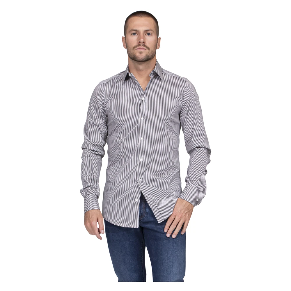 Dolce & Gabbana , Casual Shirts, Male, Gray, 3XL, Camicia In Popeline Rigato