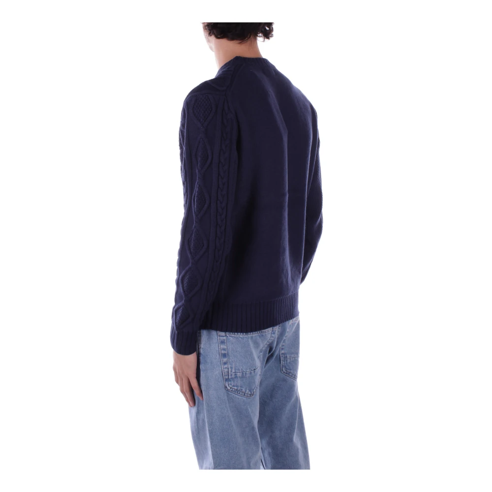 Guess Blauwe Sweater met Voorlogo Borduurwerk Blue Heren