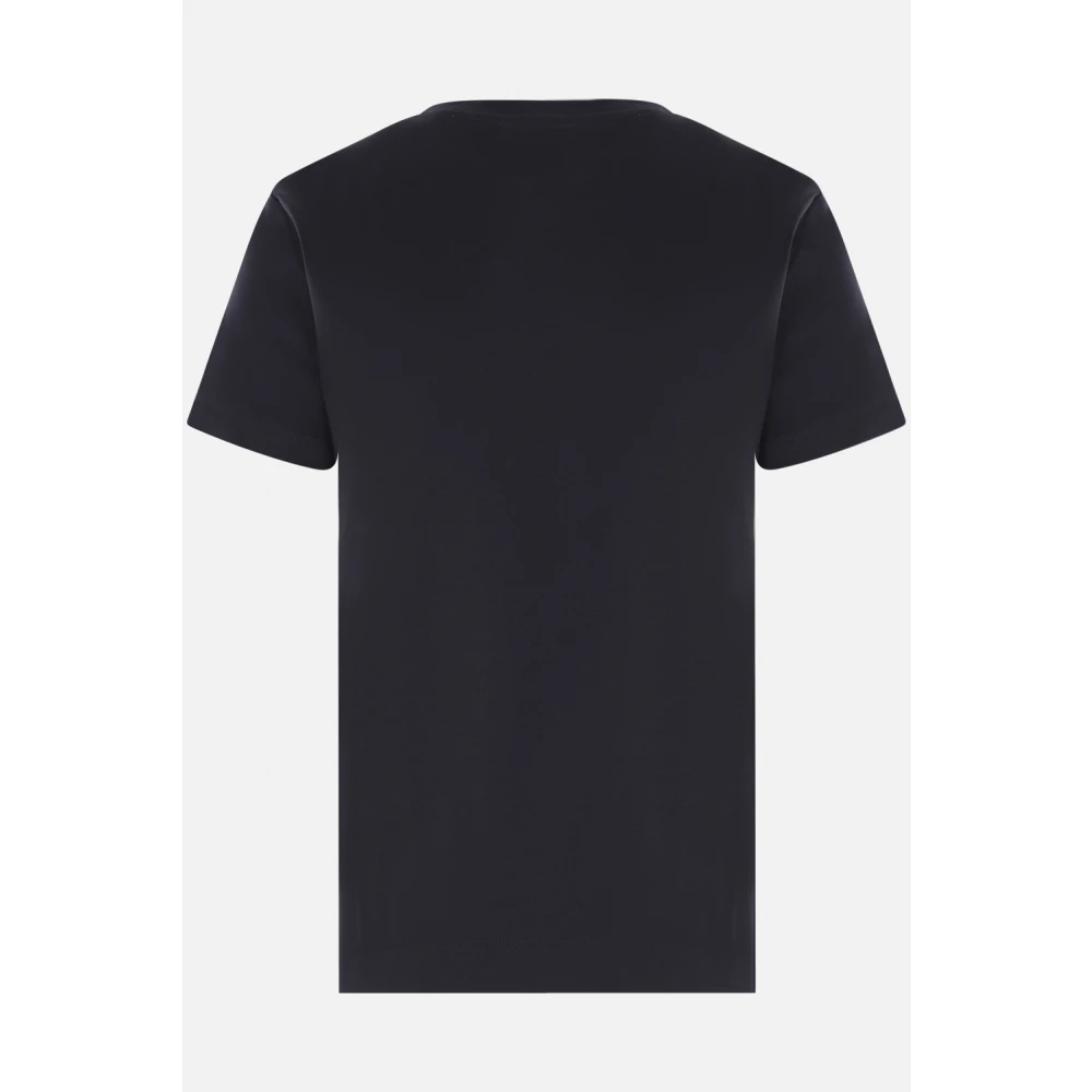 Max Mara Blauw Katoenen T-shirt met Tonaal Logo Borduurwerk Blue Dames