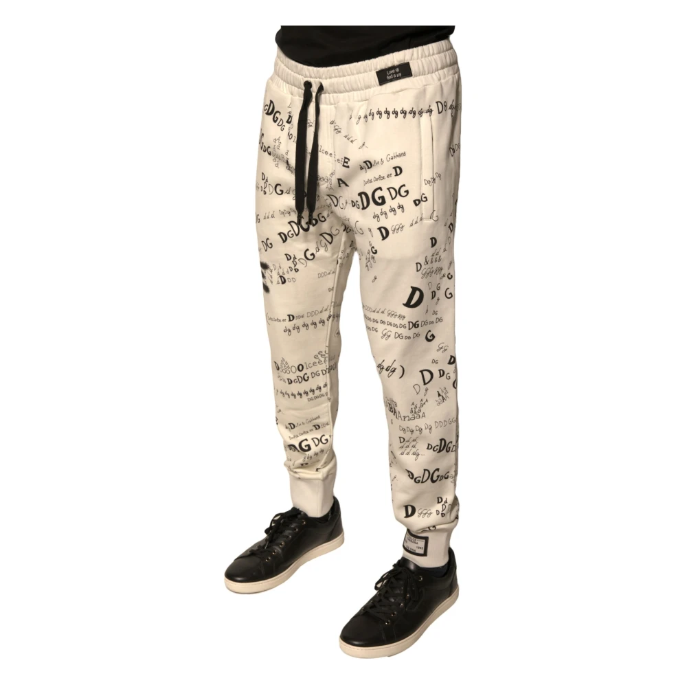 Dolce & Gabbana Logo Detail Katoenen Jogger Sweatpants Beige Heren