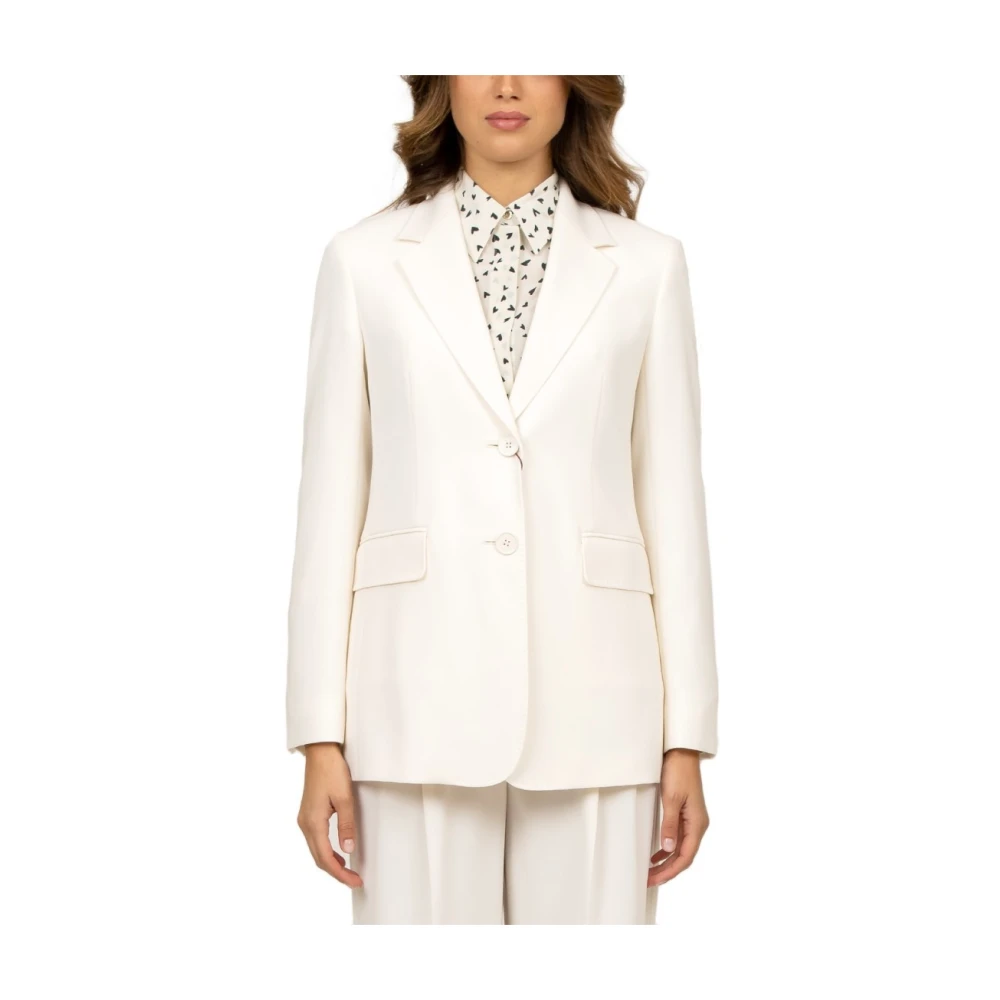 Max Mara Studio Boter Cady Single-Breasted Jas White Dames