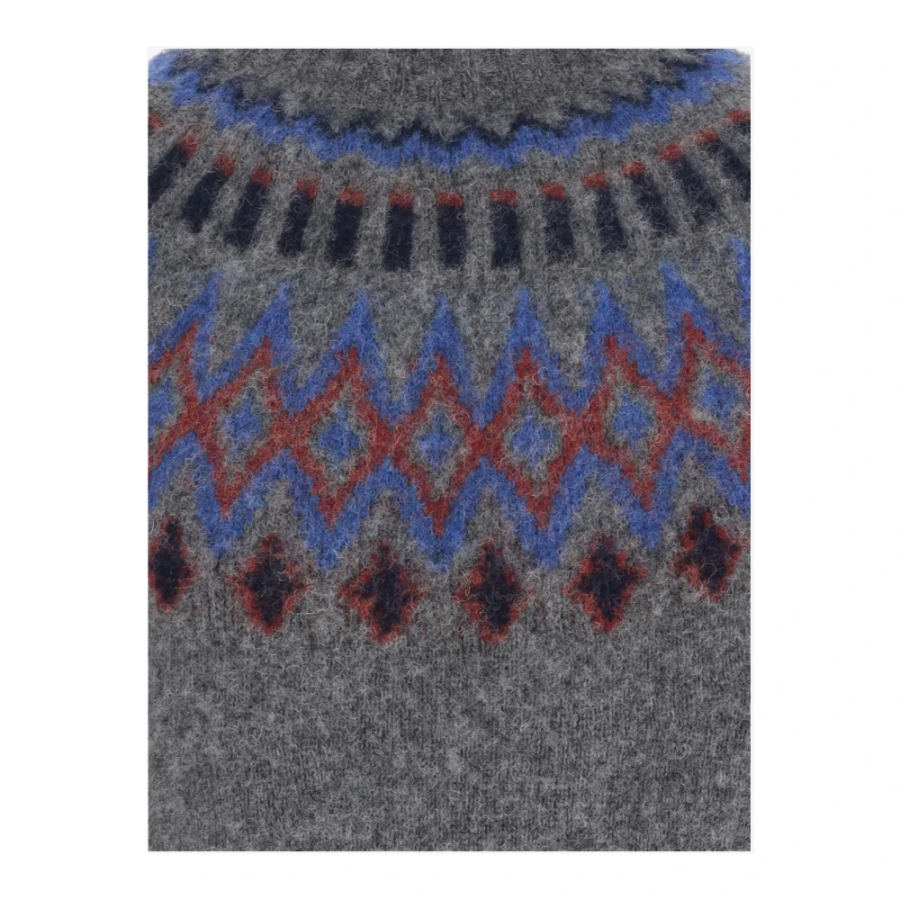 Howlin' Geometrische Wollen Trui Hoge Kraag Gray Heren