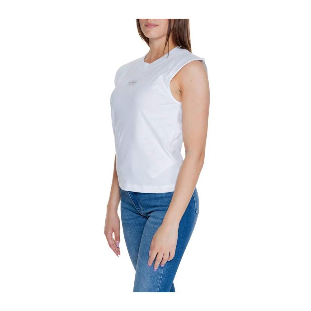Calvin Klein Jeans Katoenen Korte Mouw T-shirt Dames Herfst Winter White Dames