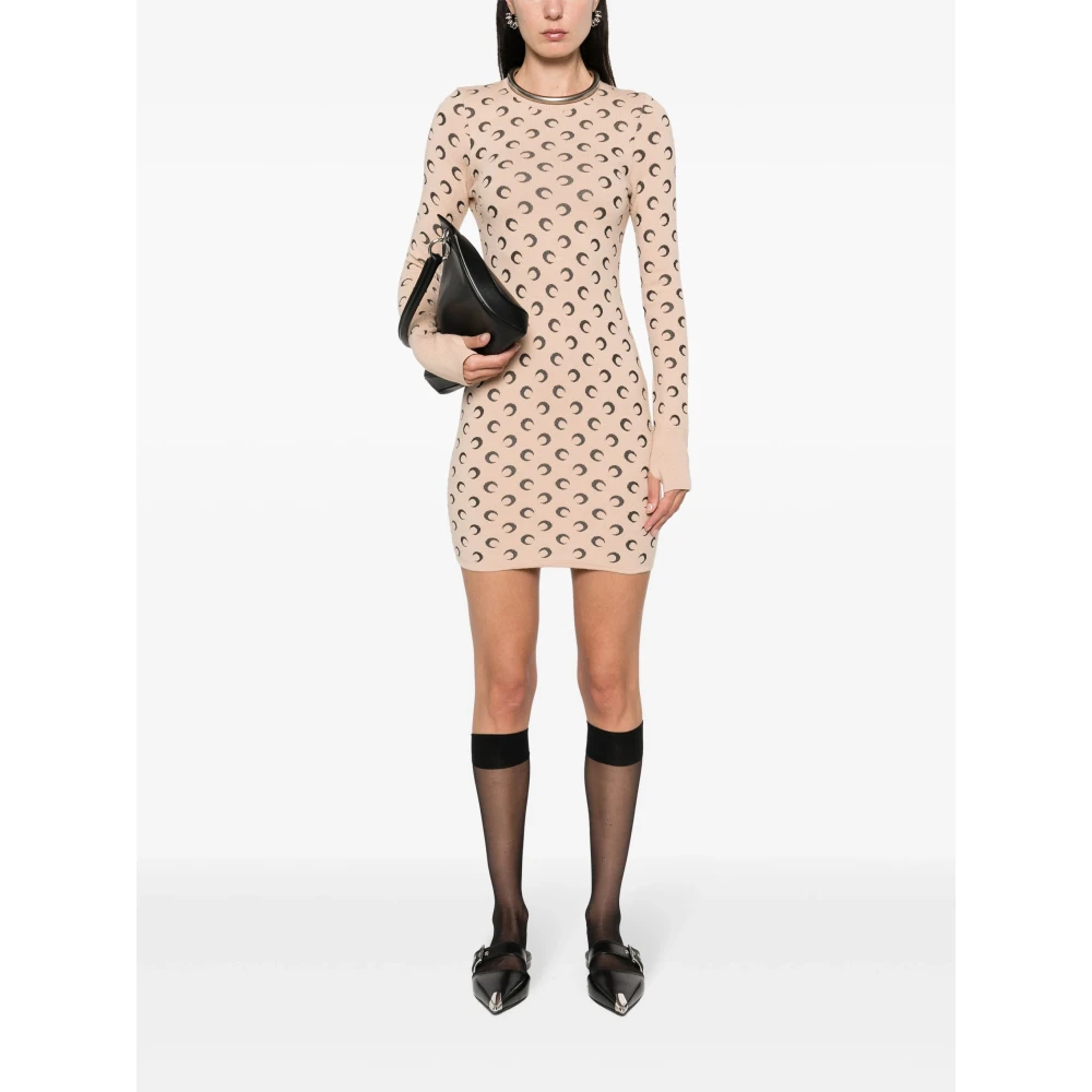Marine Serre Maan Jacquard Beige Jurk Beige Dames