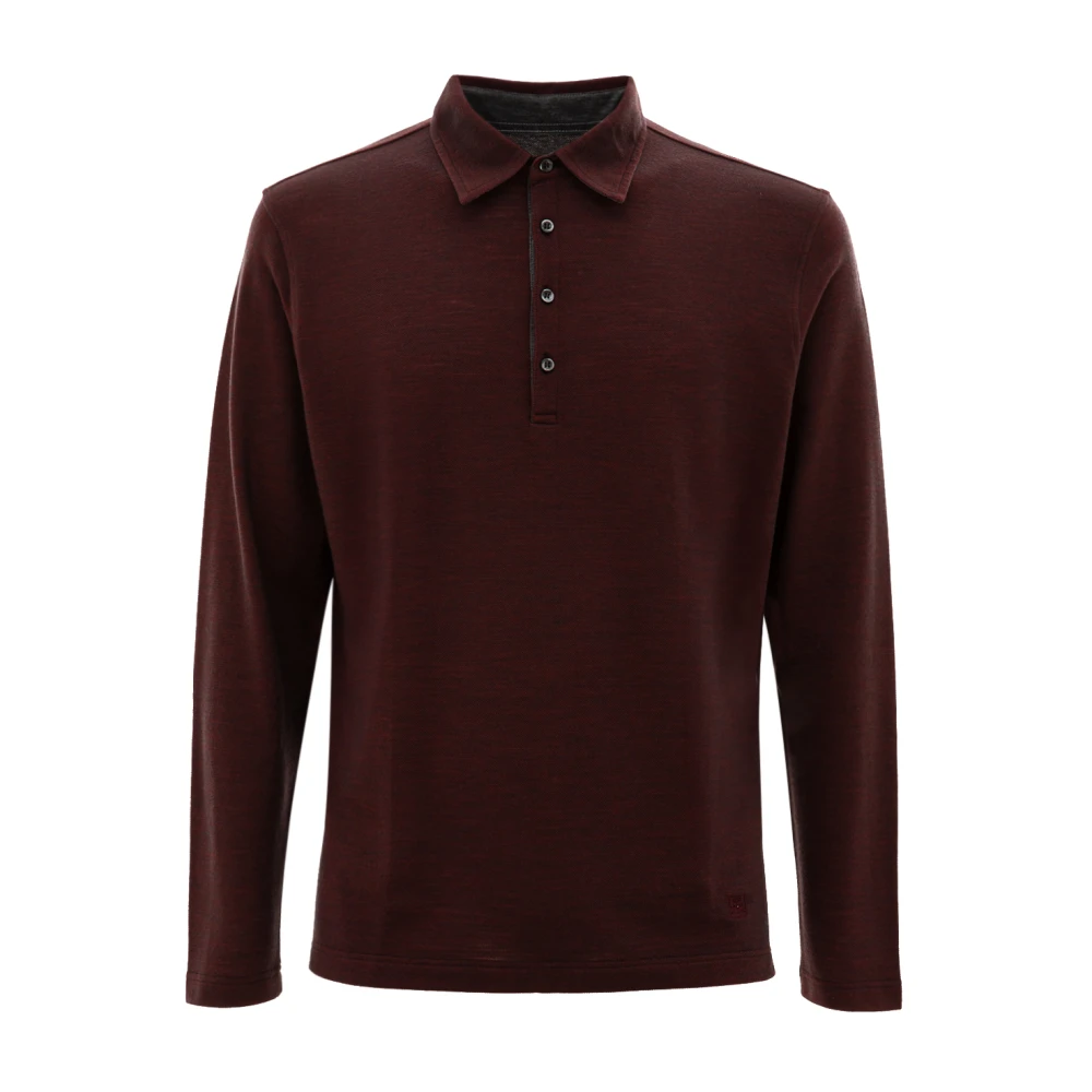 Corneliani Bordeaux Wol en Katoen Polo Shirt Red Heren