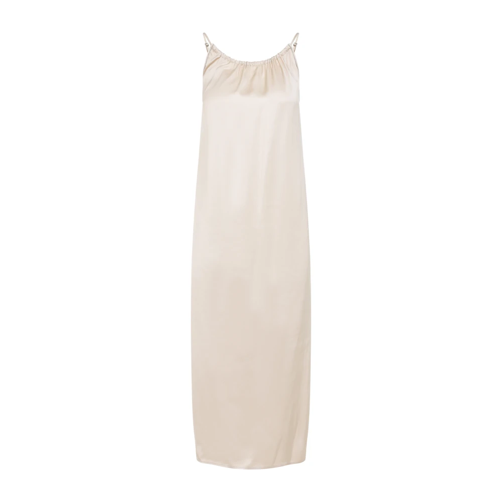 PESERICO Elegante Beige Lange Jurk Beige Dames