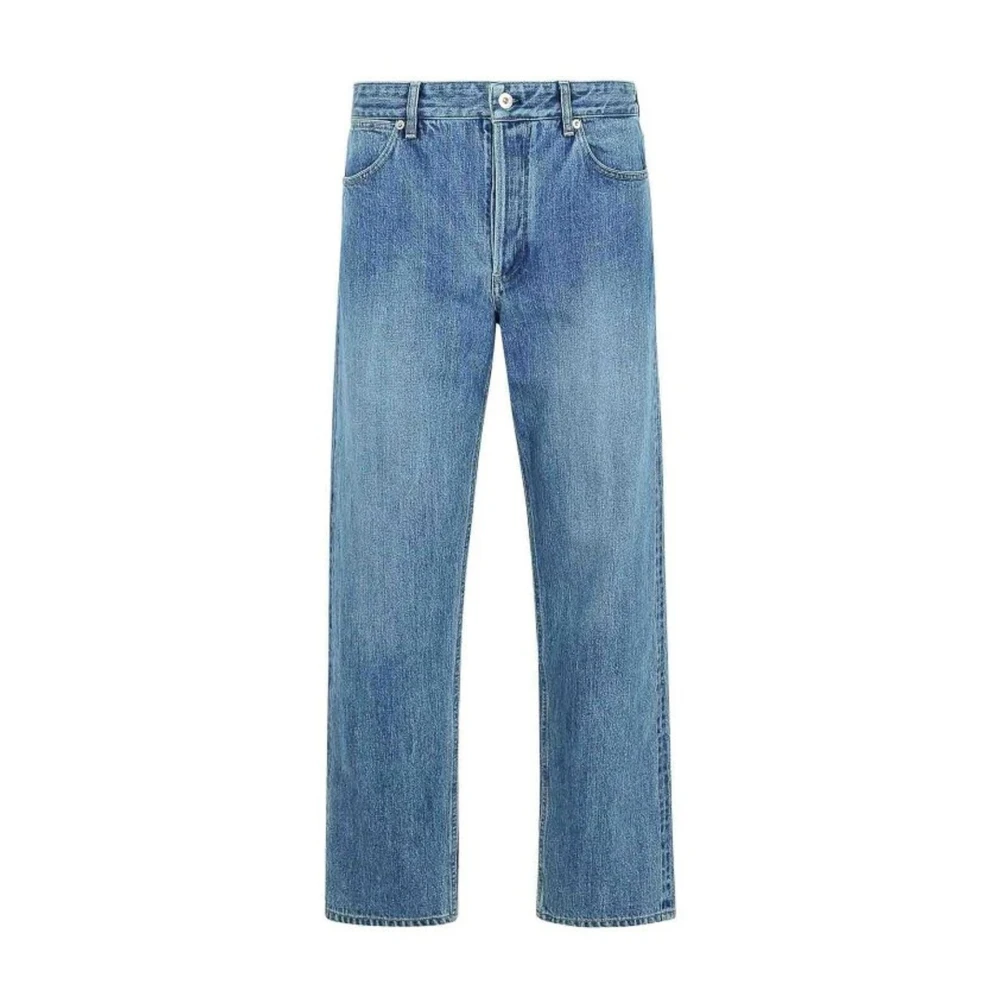 Jil Sander Men's Blue Straight Fit Jeans, W31, Denim Jeans With Front Button Closure