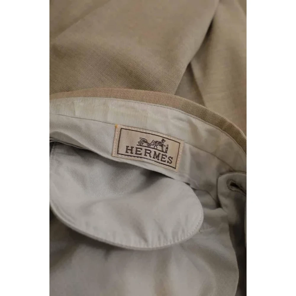 Hermès Vintage Pre-owned Wool bottoms Beige Dames