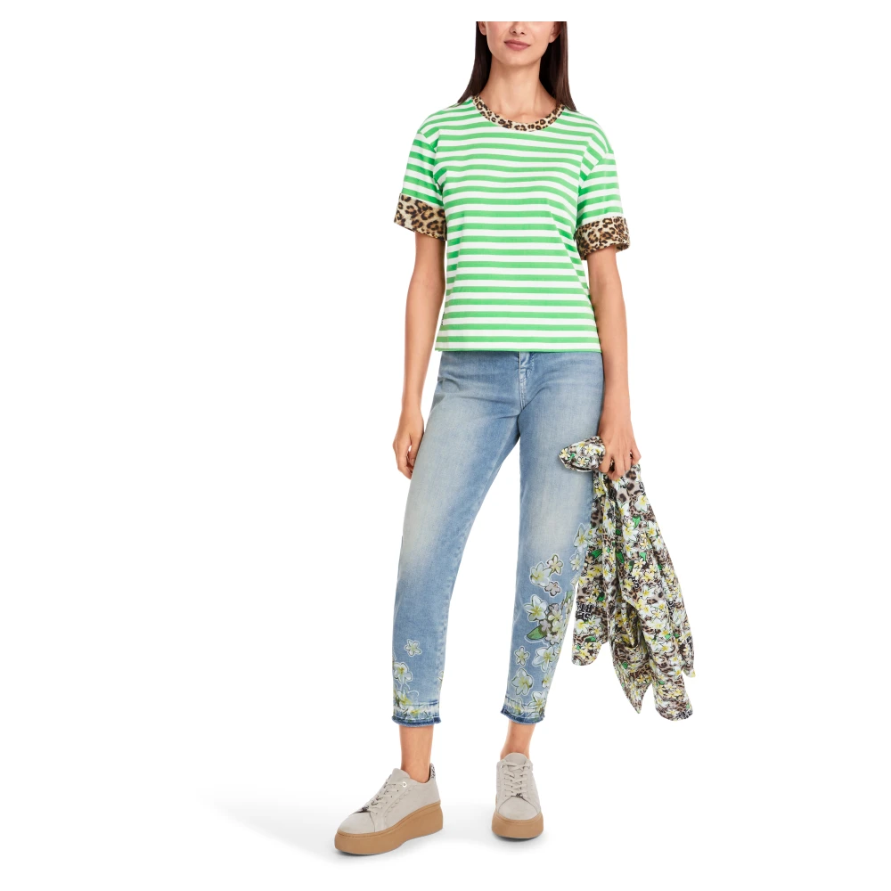 Marc Cain Gestreept T-shirt met 3 4-mouw Green Dames