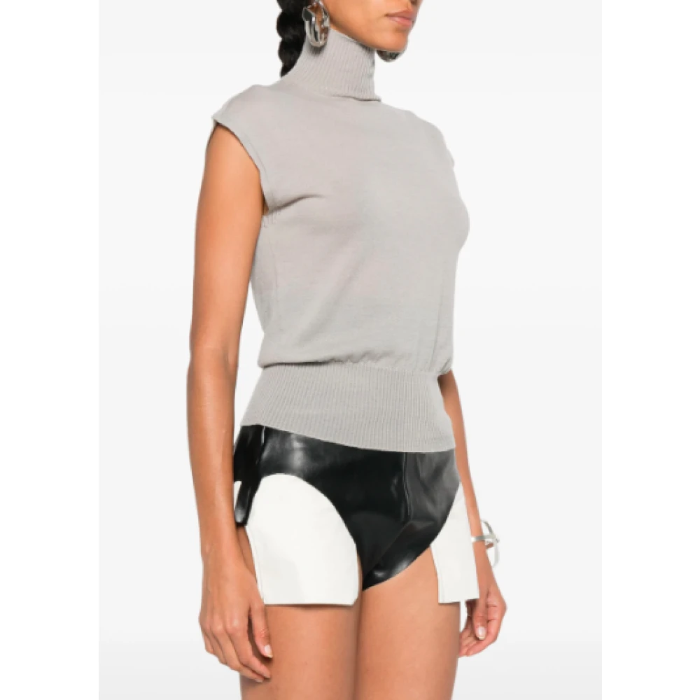 Rick Owens Turtle Neck Pearl Top Beige Dames
