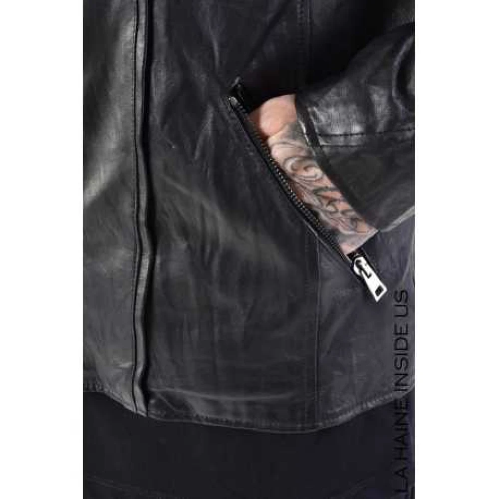 La Haine Inside Us Zwarte zachte leren motorjas Lm161 Black Heren