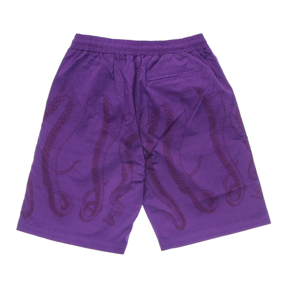 Octopus Paarse Jogger Shorts met Elastische Taille Purple Heren