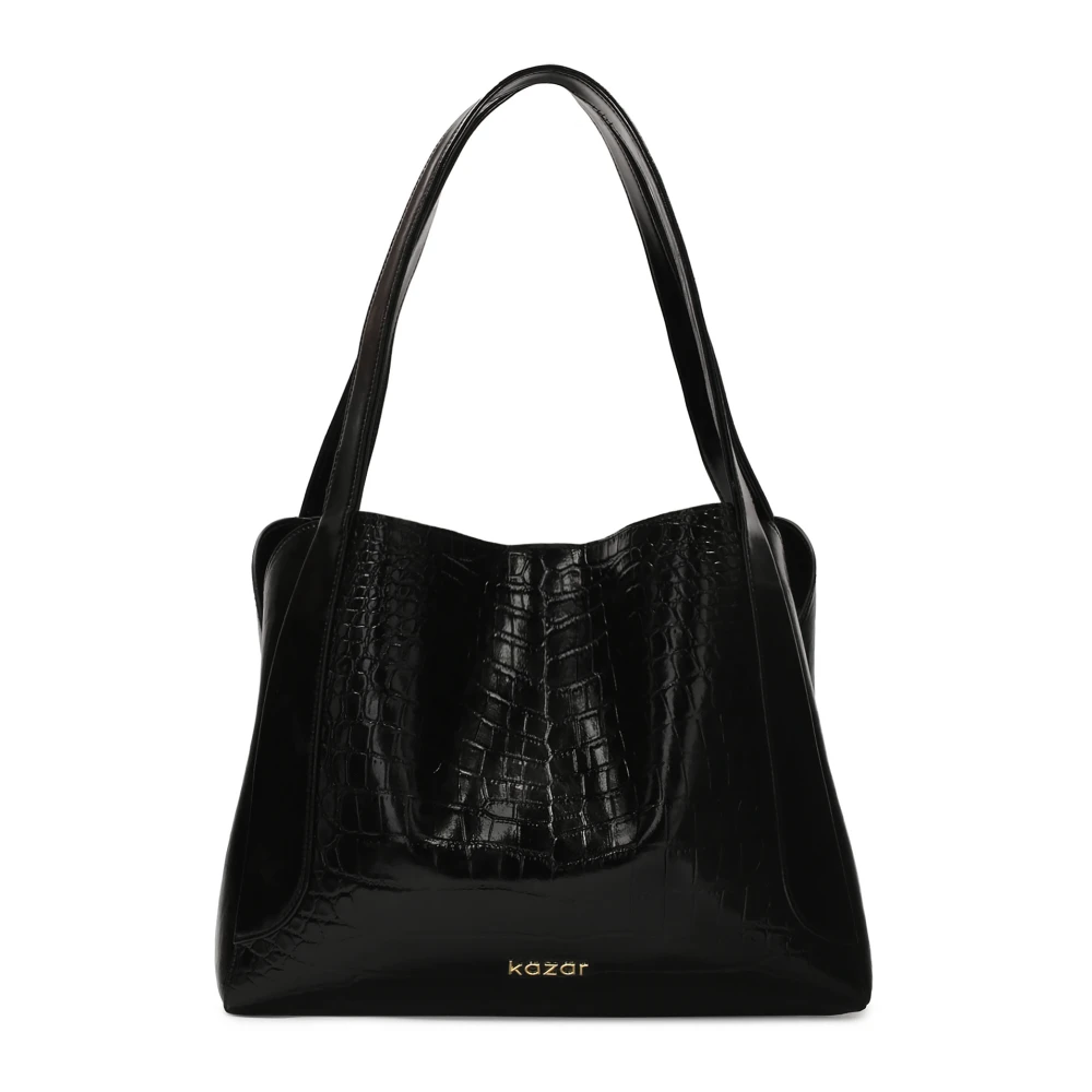 Kazar Zwarte reliëflederen handtas Black Dames