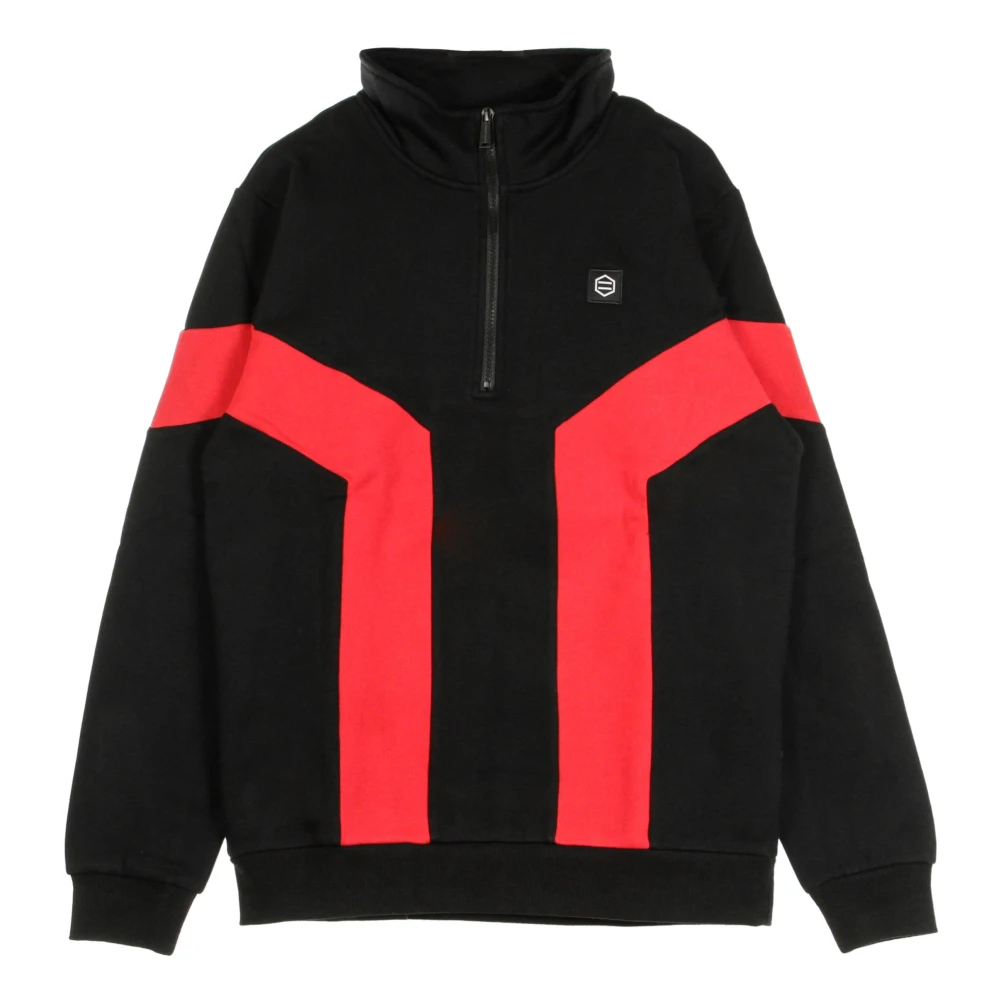 Dolly Noire Half Zip High Neck Sweatshirt Zwart Rood Black Heren