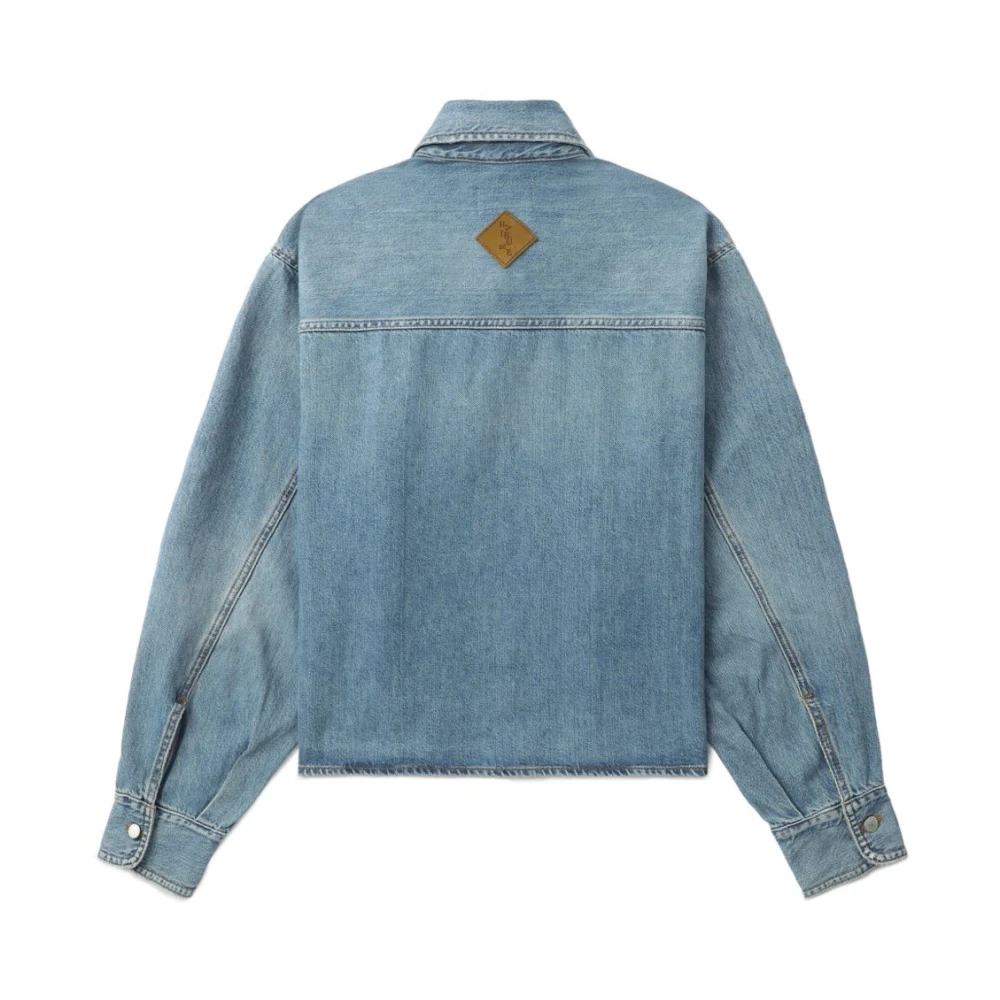 Haikure Blauw Washed Denim Jack met Drukknoopsluiting Blue Dames