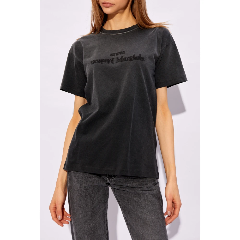 Maison Margiela T-shirt met logo Gray Dames