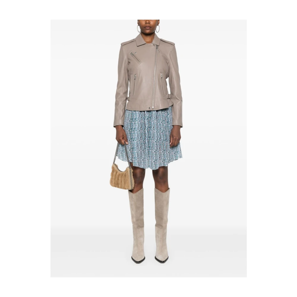 IRO Beige Lamsleren Bikerjack Beige Dames