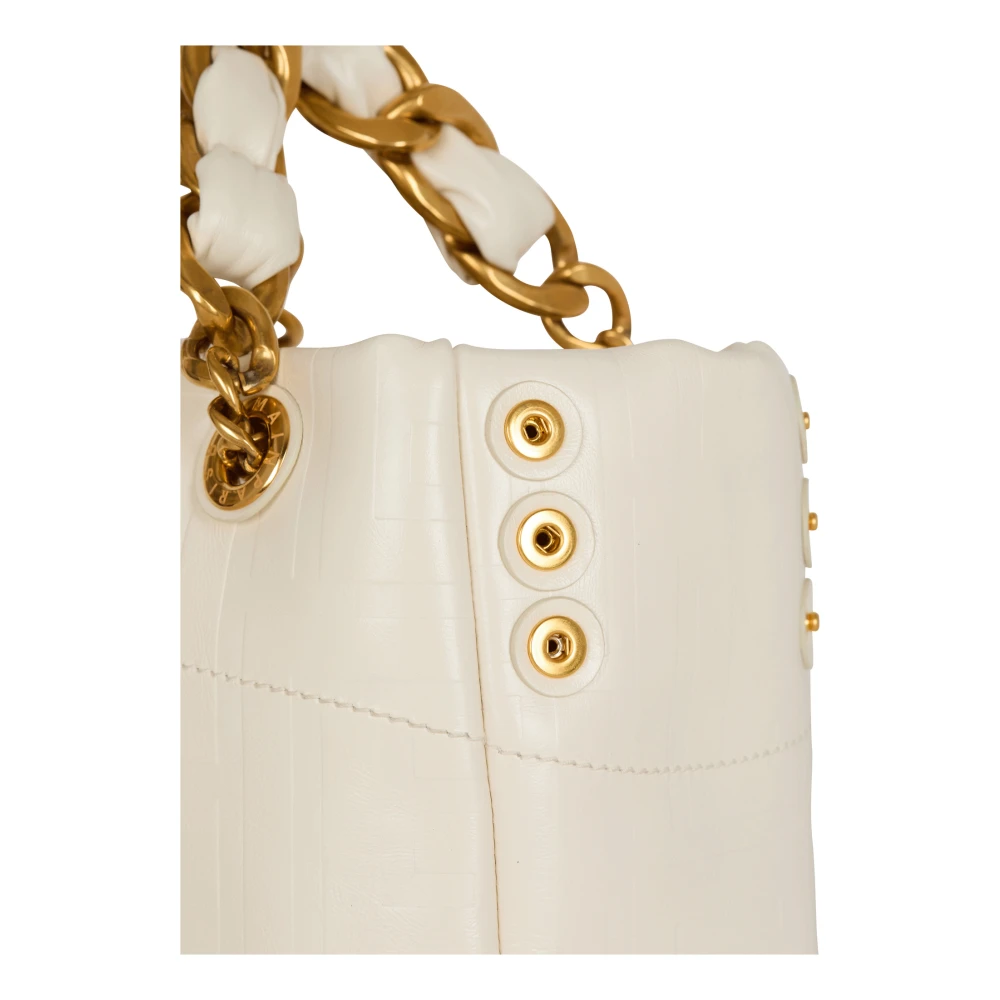 Balmain Kleine 1945 Zachte tas in reliëf gekraakt kalfsleer met een PB Labyrint monogram White Dames