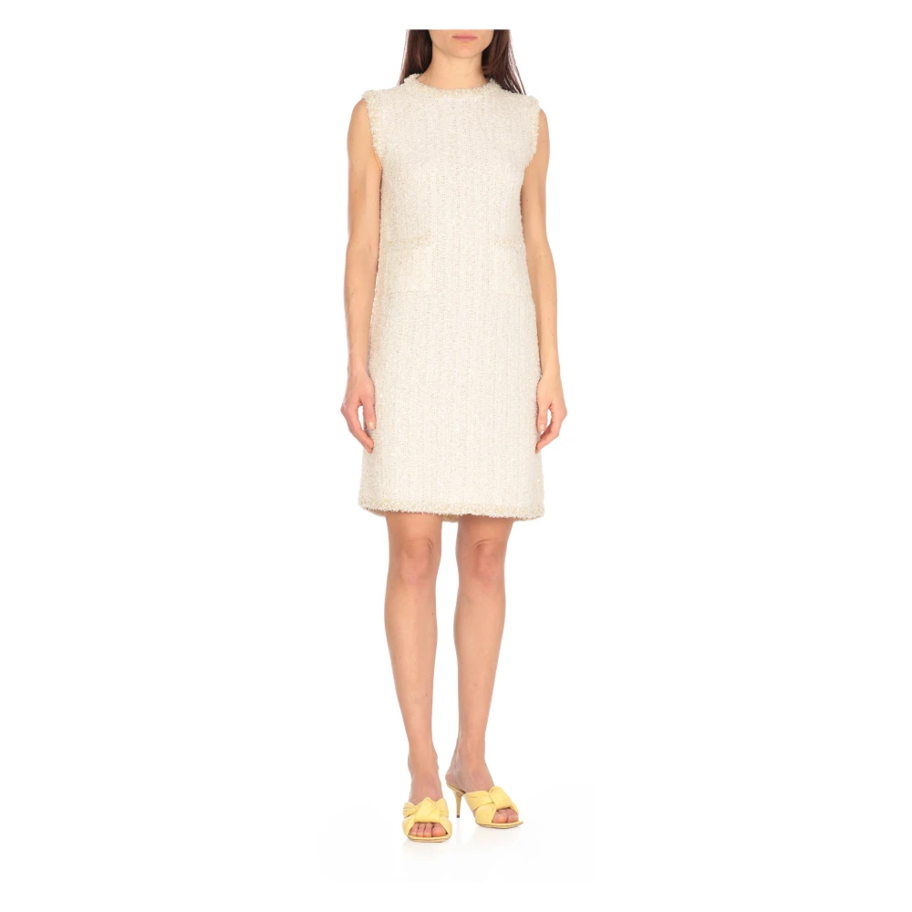 Fabiana Filippi Ivoor Katoenen Jurk met Pailletten Details Beige Dames