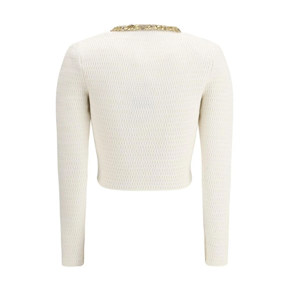 Self Portrait Glinsterende Gebreid Jack met Strass Accenten Beige Dames