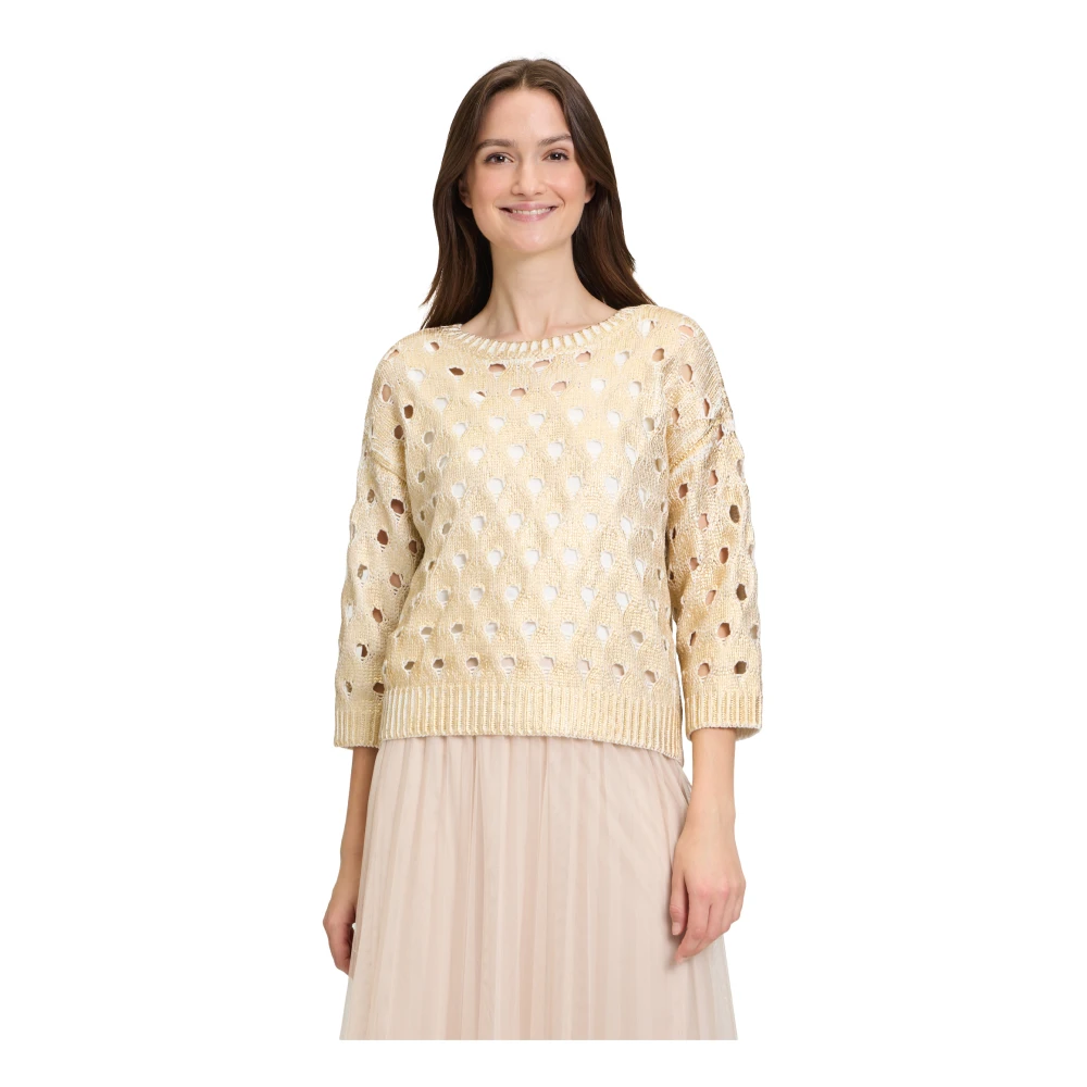 Betty & Co Gebreide trui met structuur White Dames