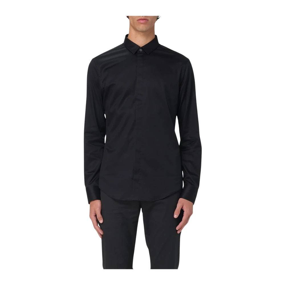 Emporio Armani Men's Black Classic Long Sleeve Dress Shirt