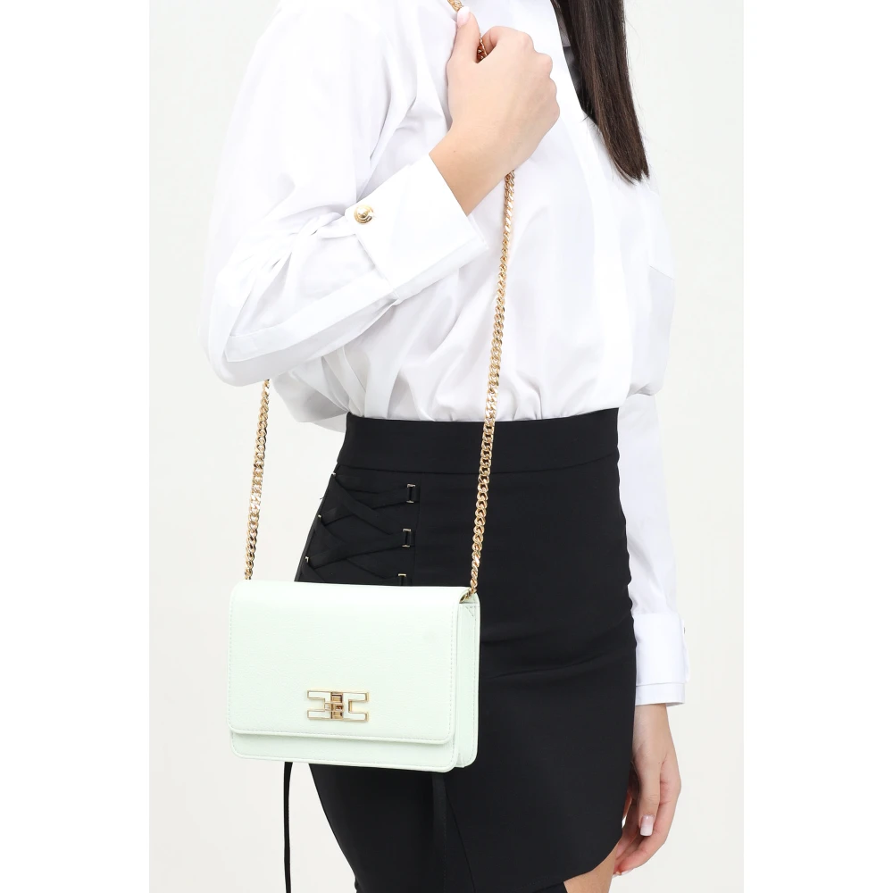 Elisabetta Franchi Mintgroene schoudertas met ketting Green Dames