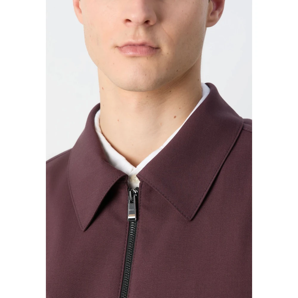 Boss Wing Collar Shirt Jacket Bordeaux Red Heren