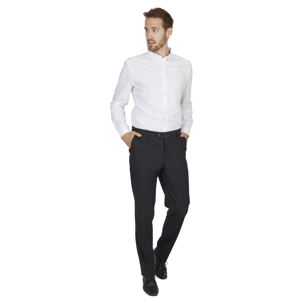 club of comfort Comfortabele platte voorkant wollen stretchbroek Black Dames