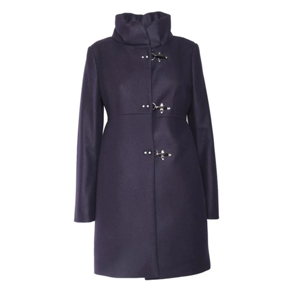 Fay Wollen enkele-knoops jas voor vrouwen Blue Dames