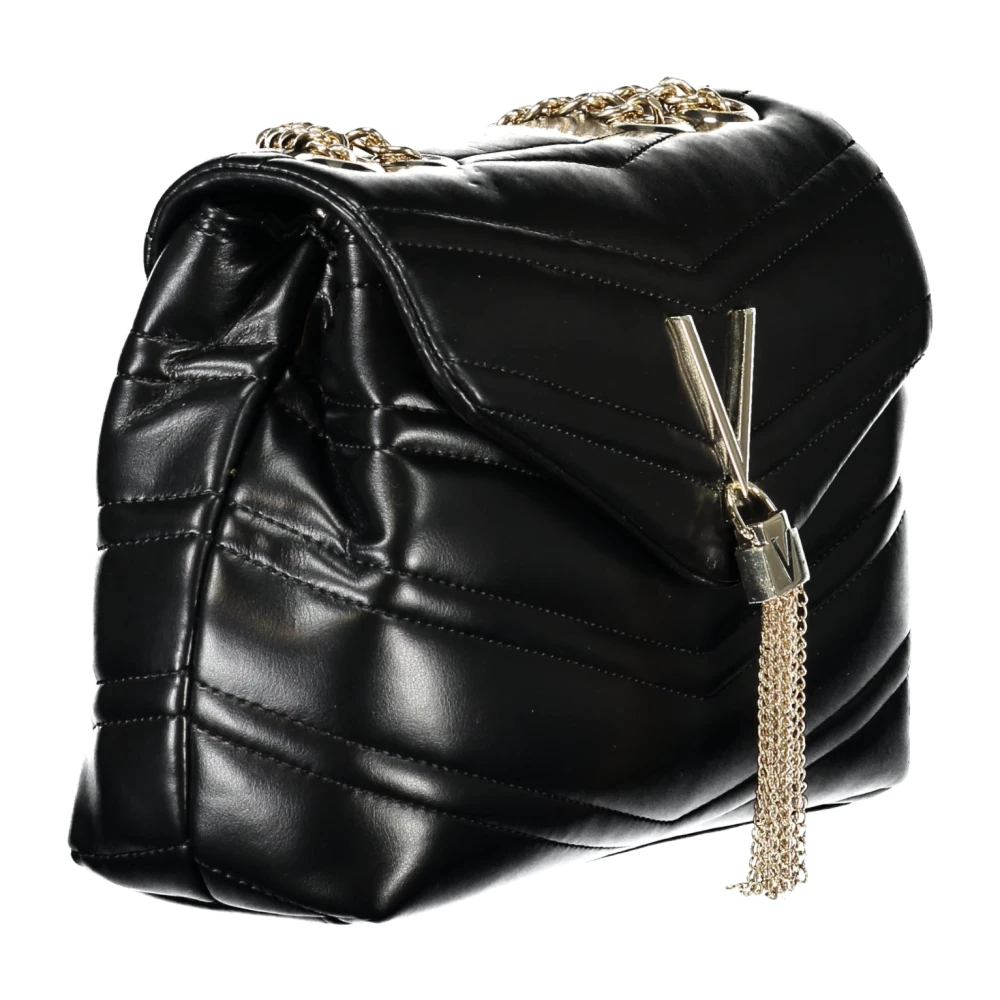 Valentino by Mario Valentino Zwarte Crossbody Tas met Ketting en Meerdere Compartimenten Black Dames