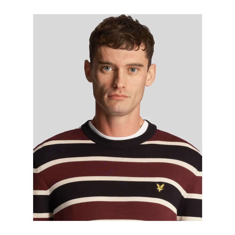 Lyle & Scott Gestreepte Crew Neck Trui Brown Heren