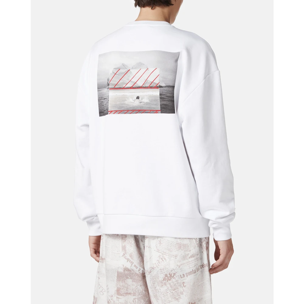 Iceberg Regular fit witte crewneck sweatshirt van katoenen fleece stof White Heren