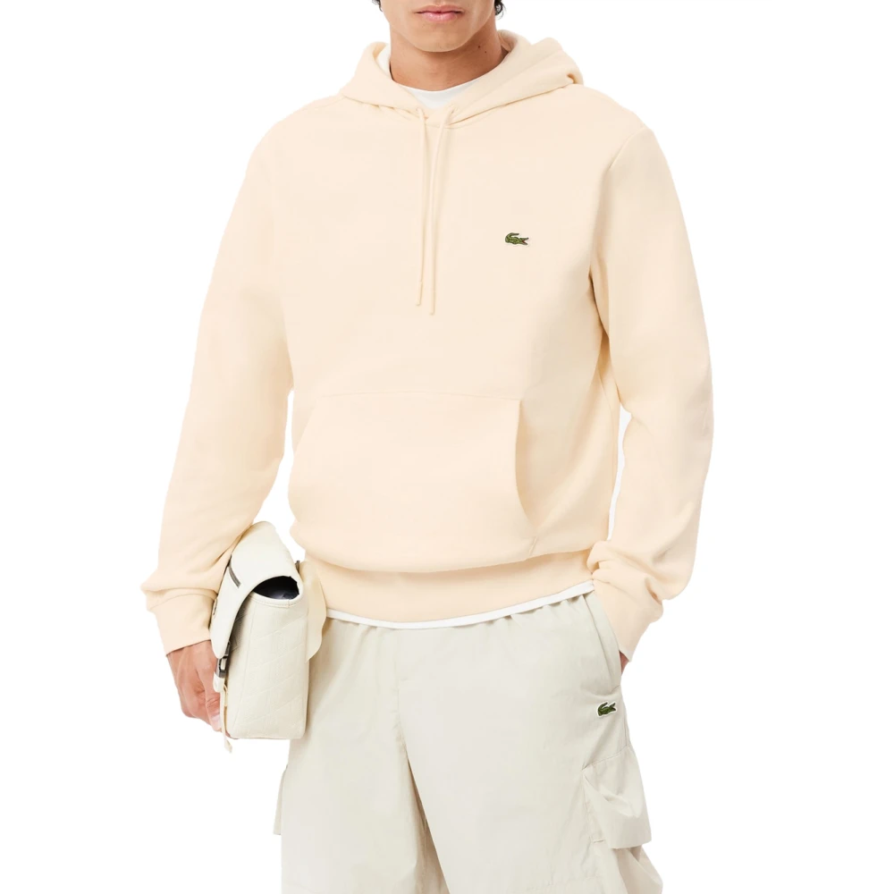 Lacoste Men's Beige Hoodies, Xl, Fleece Hoodie