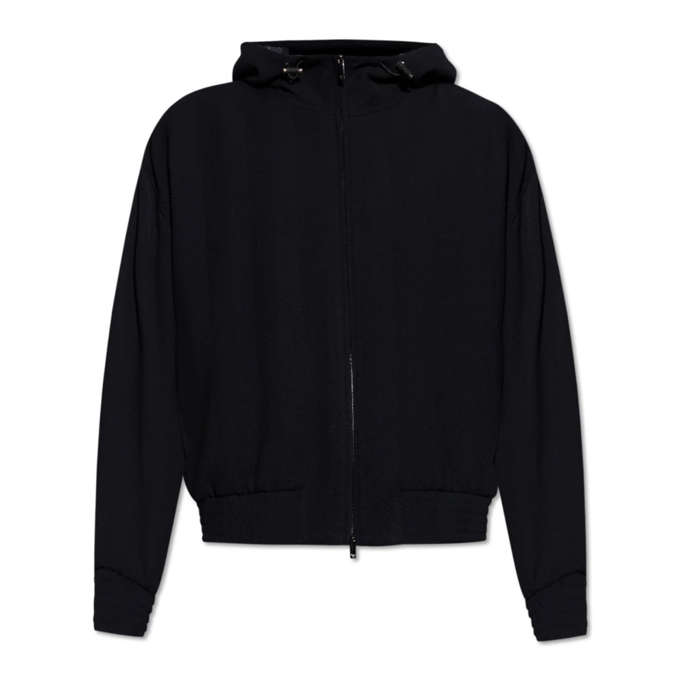 Emporio Armani Homme Noir - Veste En Laine À Motif Chevrons - Vestes - Taille: L