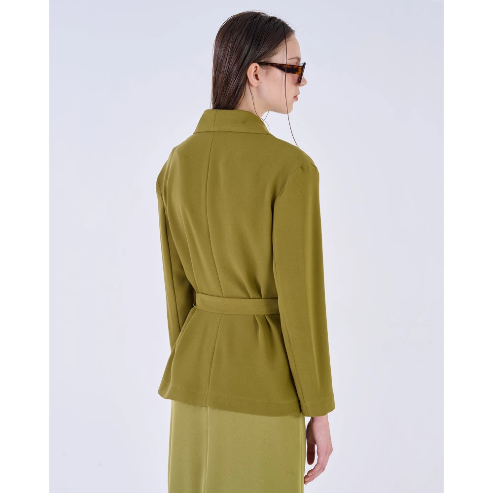 Silvian Heach Blazer met strikceintuur Green Dames