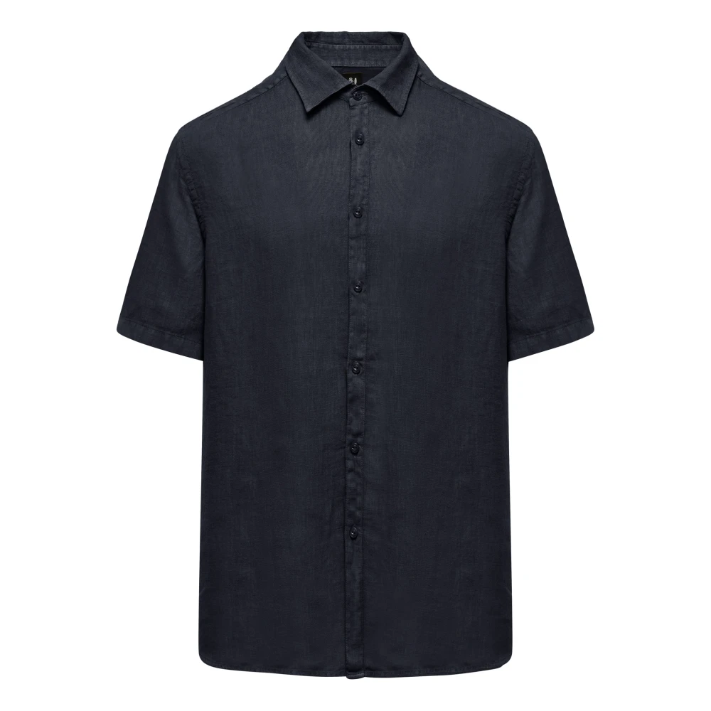 Bomboogie Uomo Blu - Linen Short Sleeve Shirt - Shirts - Xl