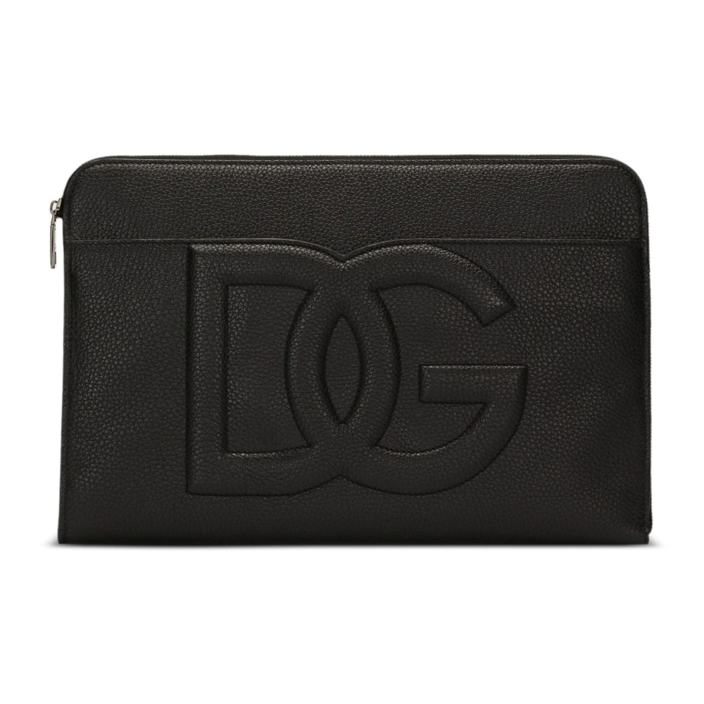 Dolce & Gabbana Men's Black Leather Shoulder Bag With Logo - Bags - One Size - Bags