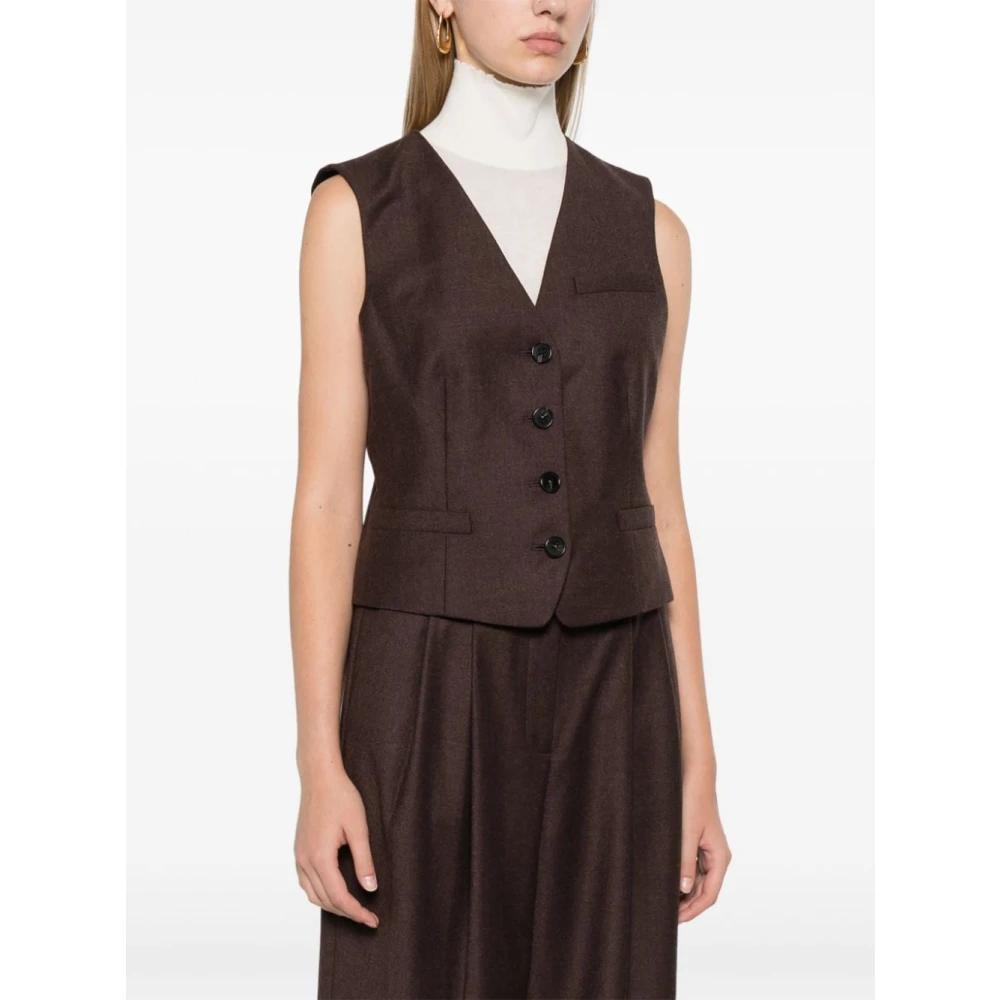 Theory Grijze Sweater Vest met V-hals Brown Dames