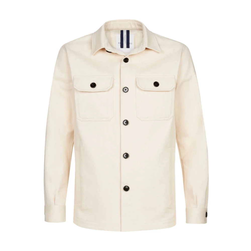 Profuomo Contrast Overshirt in Off White Beige Heren