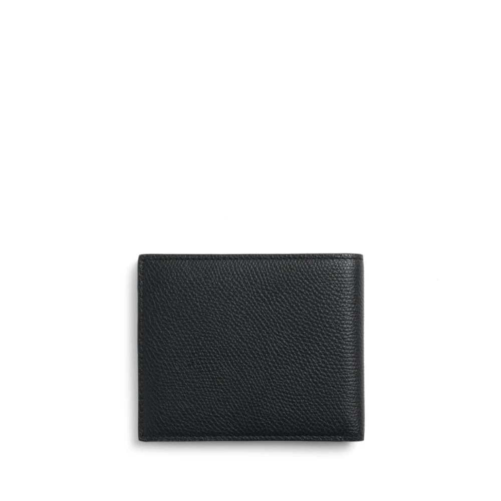 Valentino Garavani Zwarte Pebble Lederen Bi-Fold Portemonnee Black Heren