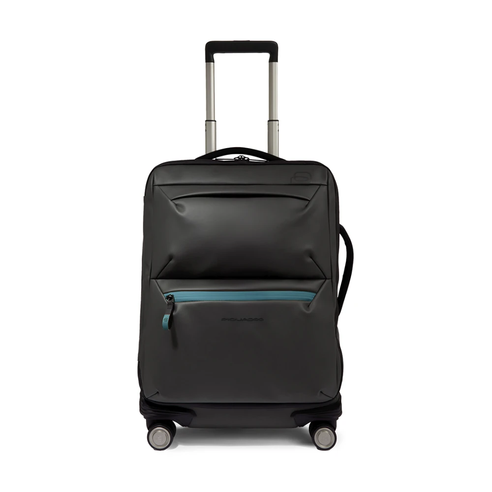 Piquadro Men's Black Water Resistant- Slim 4 Wheel Cabin Suitcase - Cabin Bags - One Size - Suitcases
