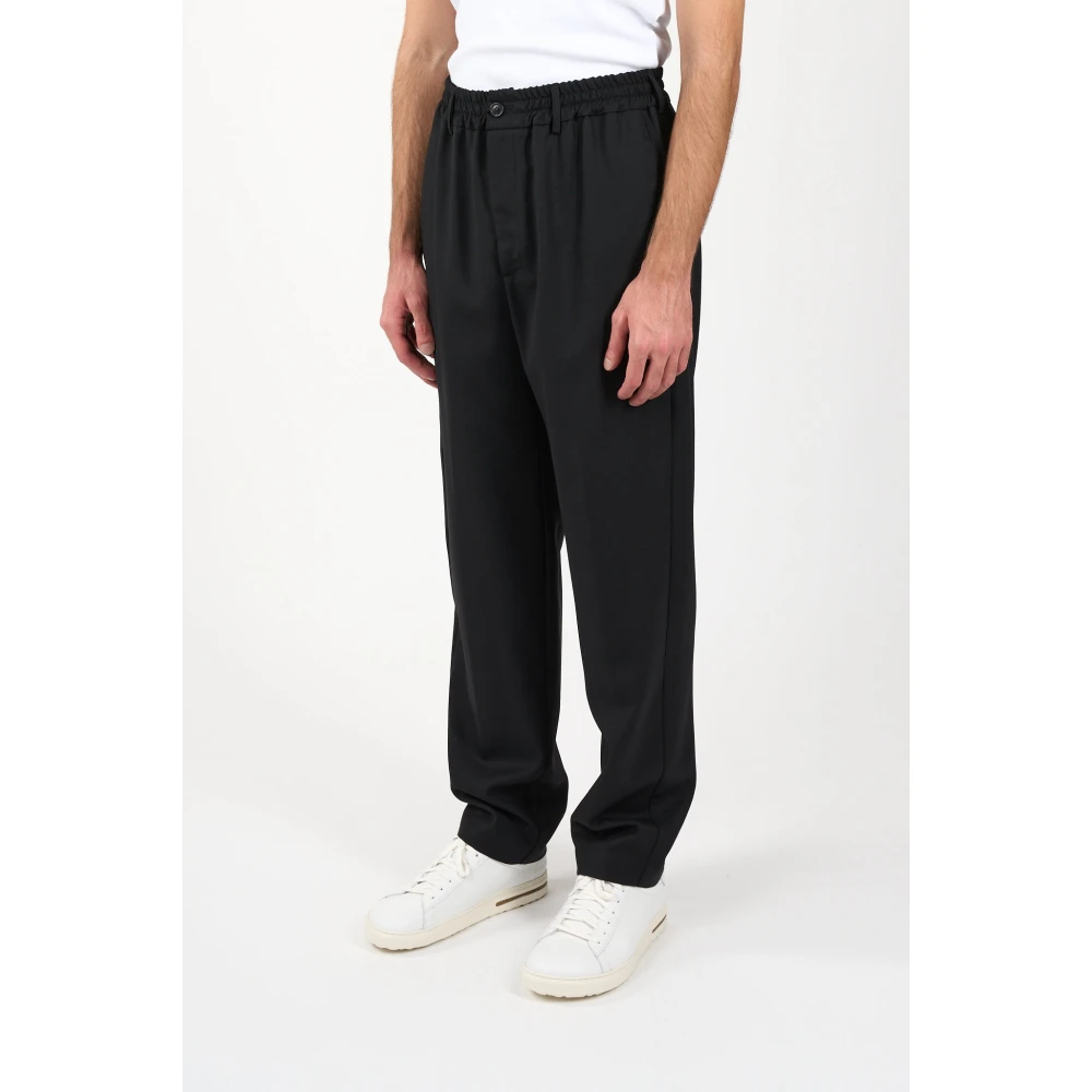 Mauro Grifoni Wollen broek met knoop en rits Black Heren
