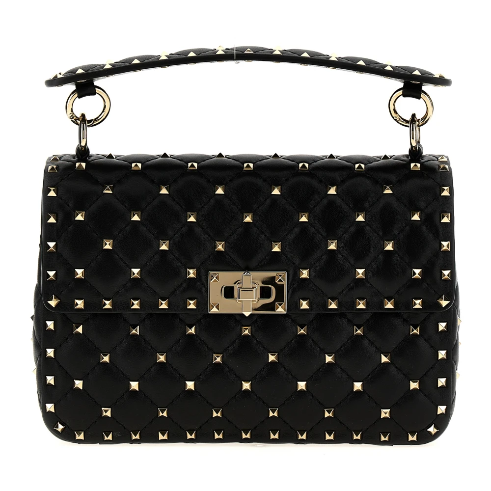 Valentino Garavani Women's Black Medium Nappa Rockstud Spike Bag - Handbags - One Size - Bags