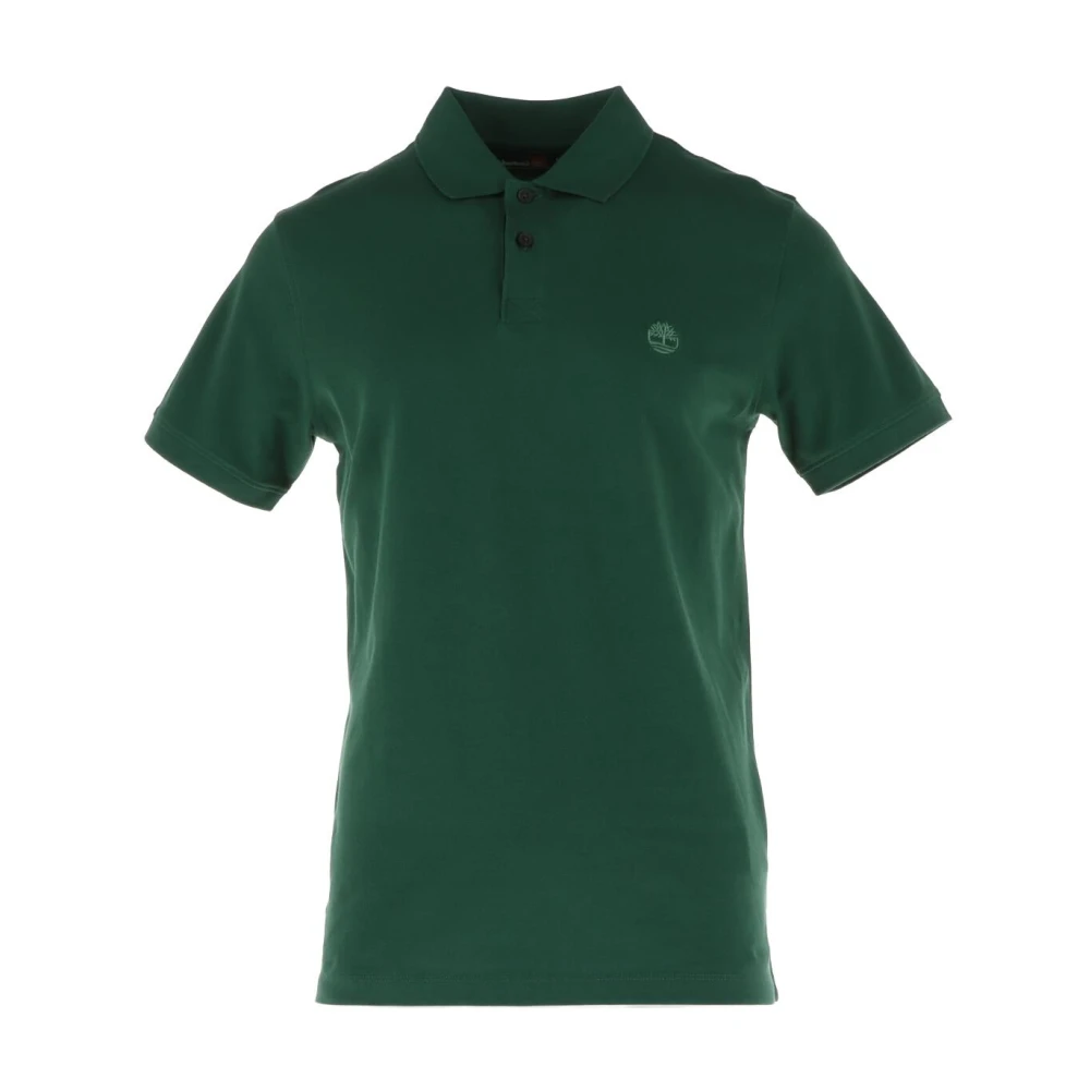 Timberland Men's Green Short-Sleeve Cotton Blend Polo Shirt - Polo Shirts - L- Tops