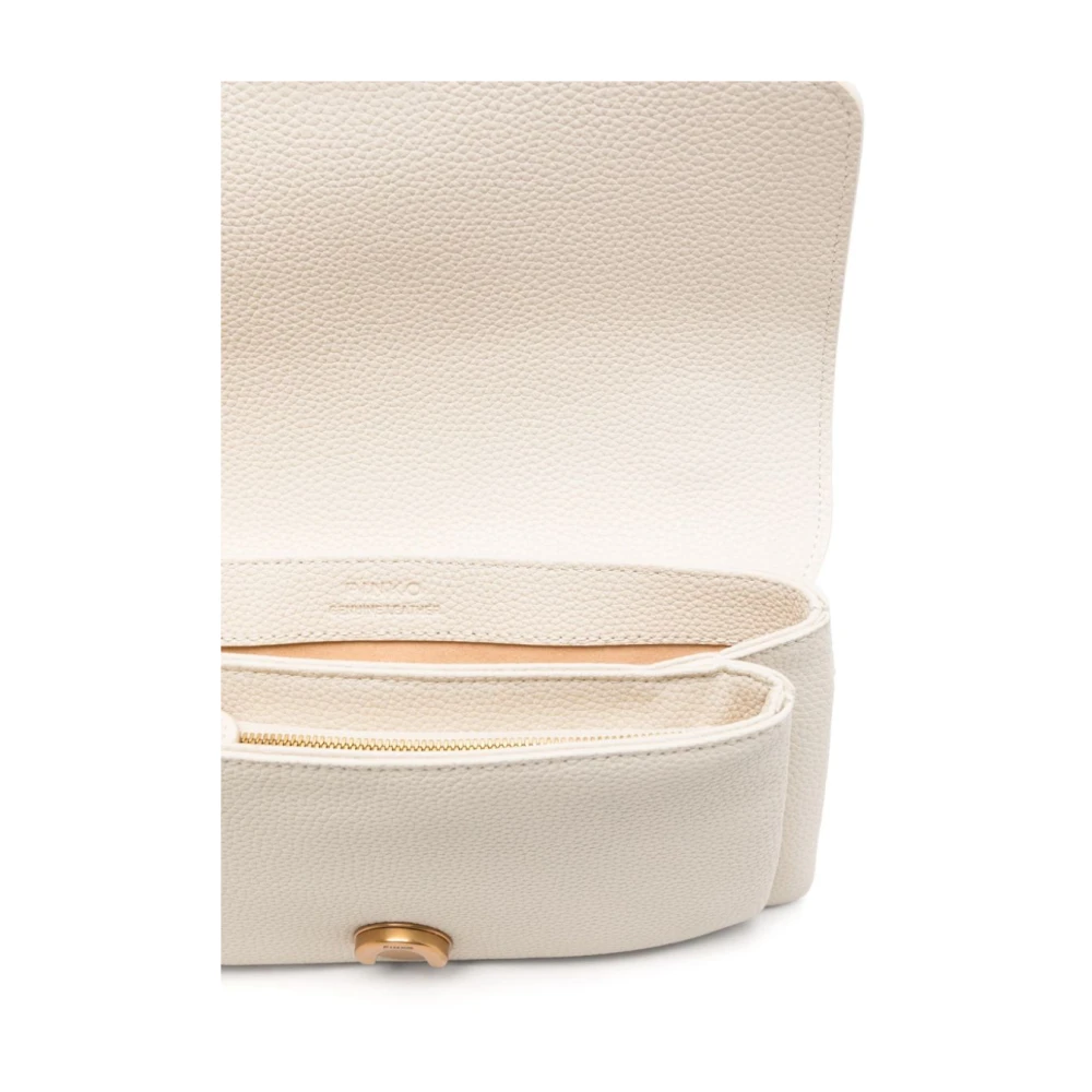pinko Witte Korrelige Leren Schoudertas Love Birds White Dames