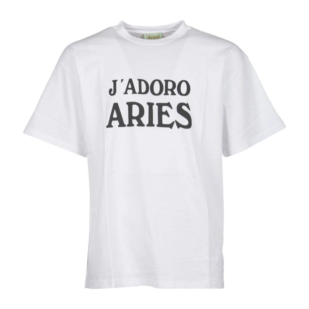 Aries J'Adoro Wit T-shirt met Logo Print White Heren