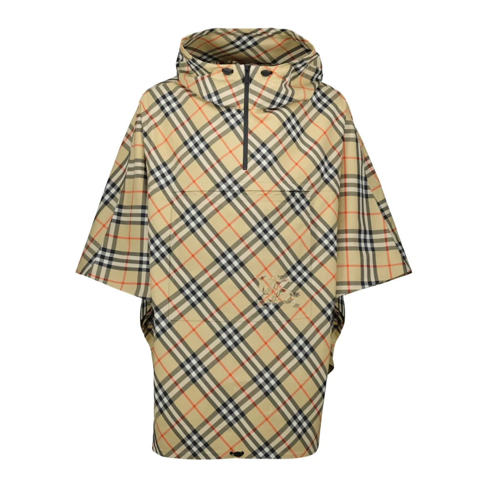 Burberry Women's Beige Ponchos, One Size, Checkered Cape