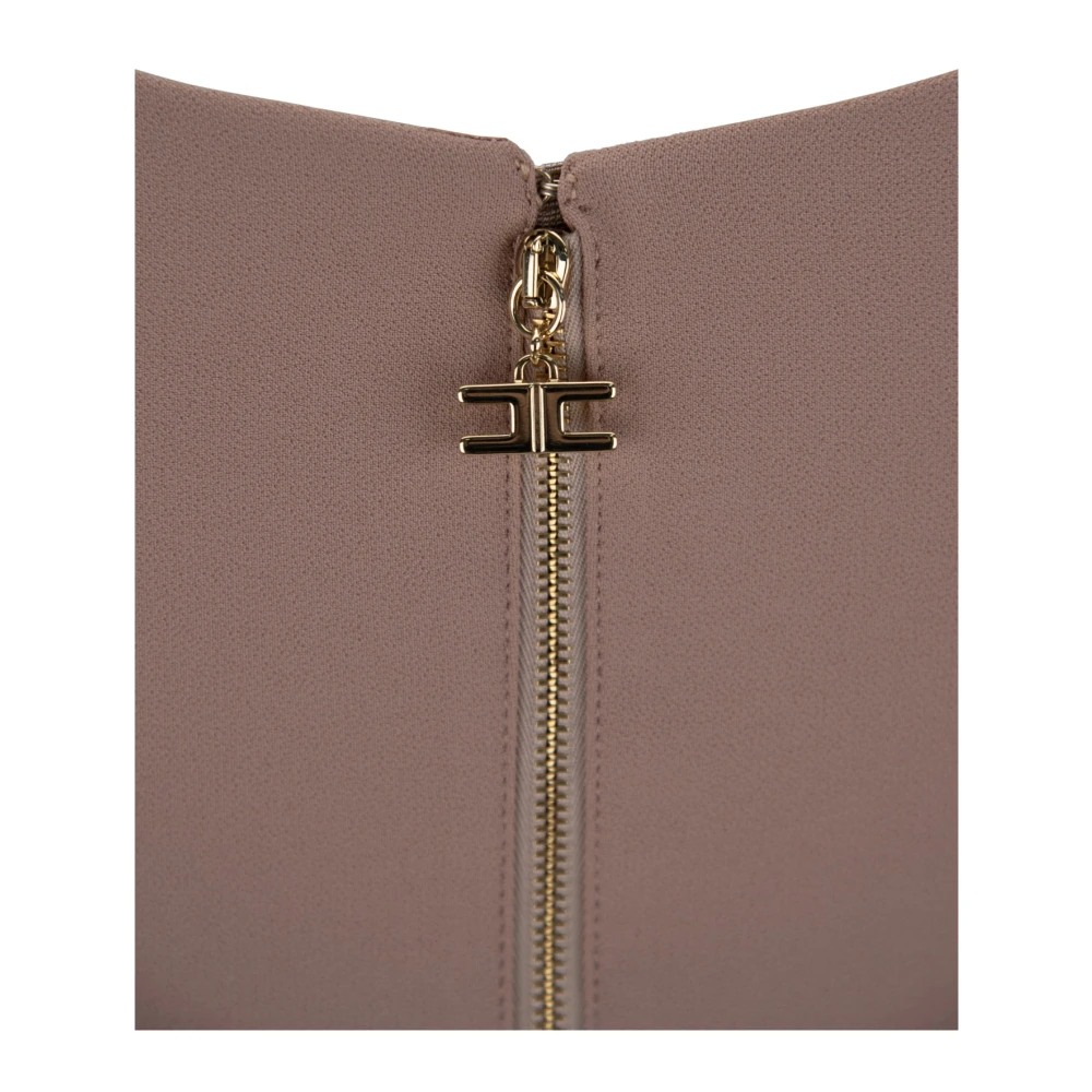 Elisabetta Franchi Gouden Logo Top met Rits Sluiting Pink Dames