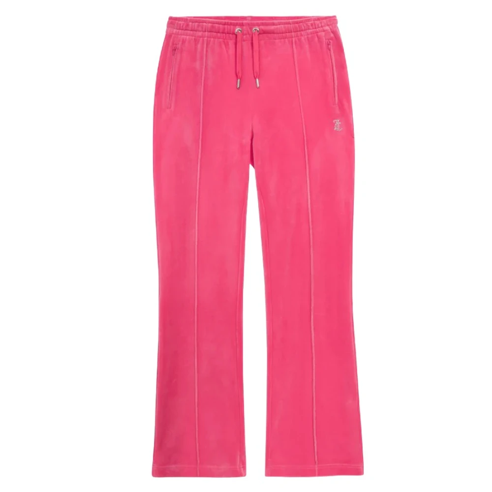 Juicy Couture Fluwelen trainingsbroek met zilveren details Pink Dames